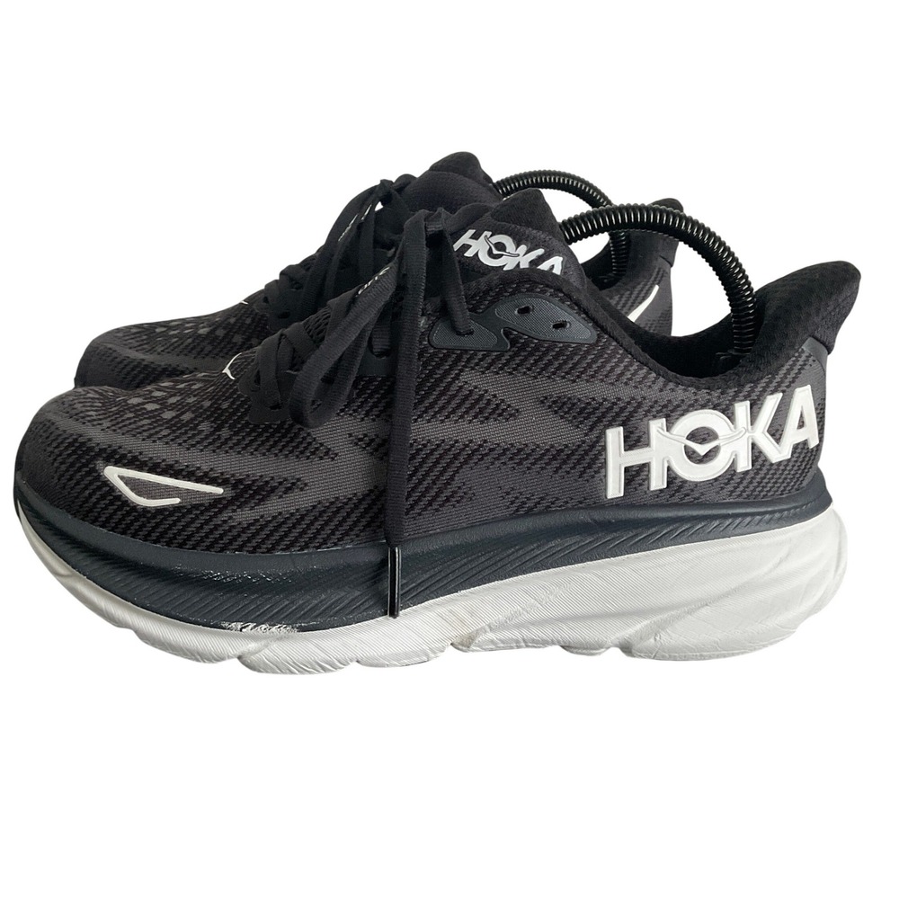 Hoka One One Clifton 9 Womens Size 8 B Black White Running Shoes 1127896BWHT